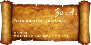 Zsivanovics Aszter névjegykártya